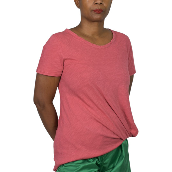 Stateside Orange Side Twist Tee Orange Short Sleeve Cotton Tucked Crew Medium - Picture 13 of 15